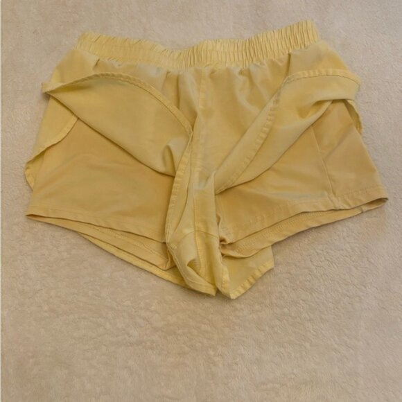 YELLOW ATHLETIC SHORTS WITH YELLOW SPANDEX SZ SMALL - Picture 4 of 5